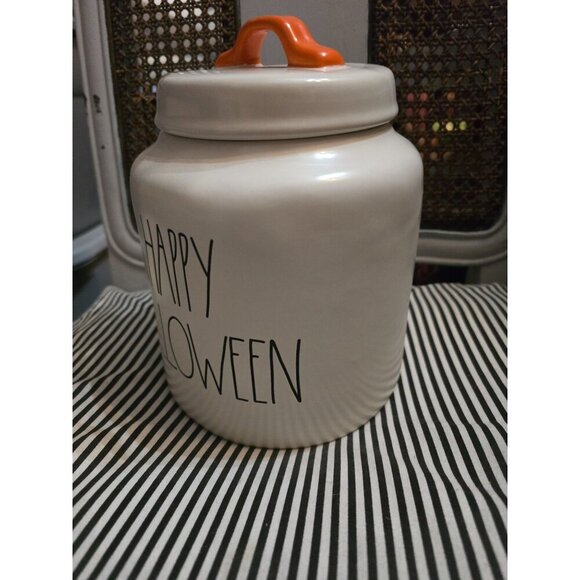 ❤️NWT Rae Dunn Happy Halloween Chubby Cannister Orange Handle - Picture 2 of 11